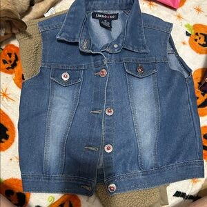 Limited Too Kids Blue Denim Vest with Pink Accents